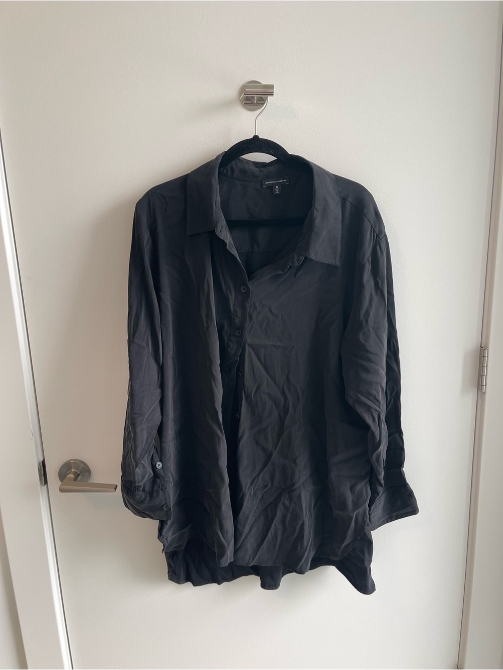 Universal Standard Black Button-Front Lightweight Shirt